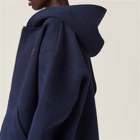 Miu Miu Navy Jersey Hoodie Jacket .